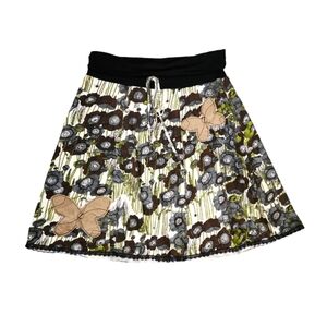 Luna Claire y2k vintage floral butterfly bug print fold over skirt